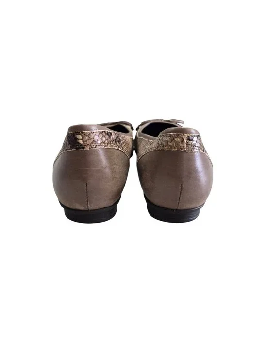 Ecco Womens Taupe & Snake Print Leather Ballet Flats Size 40 EU - Picture 8 of 12